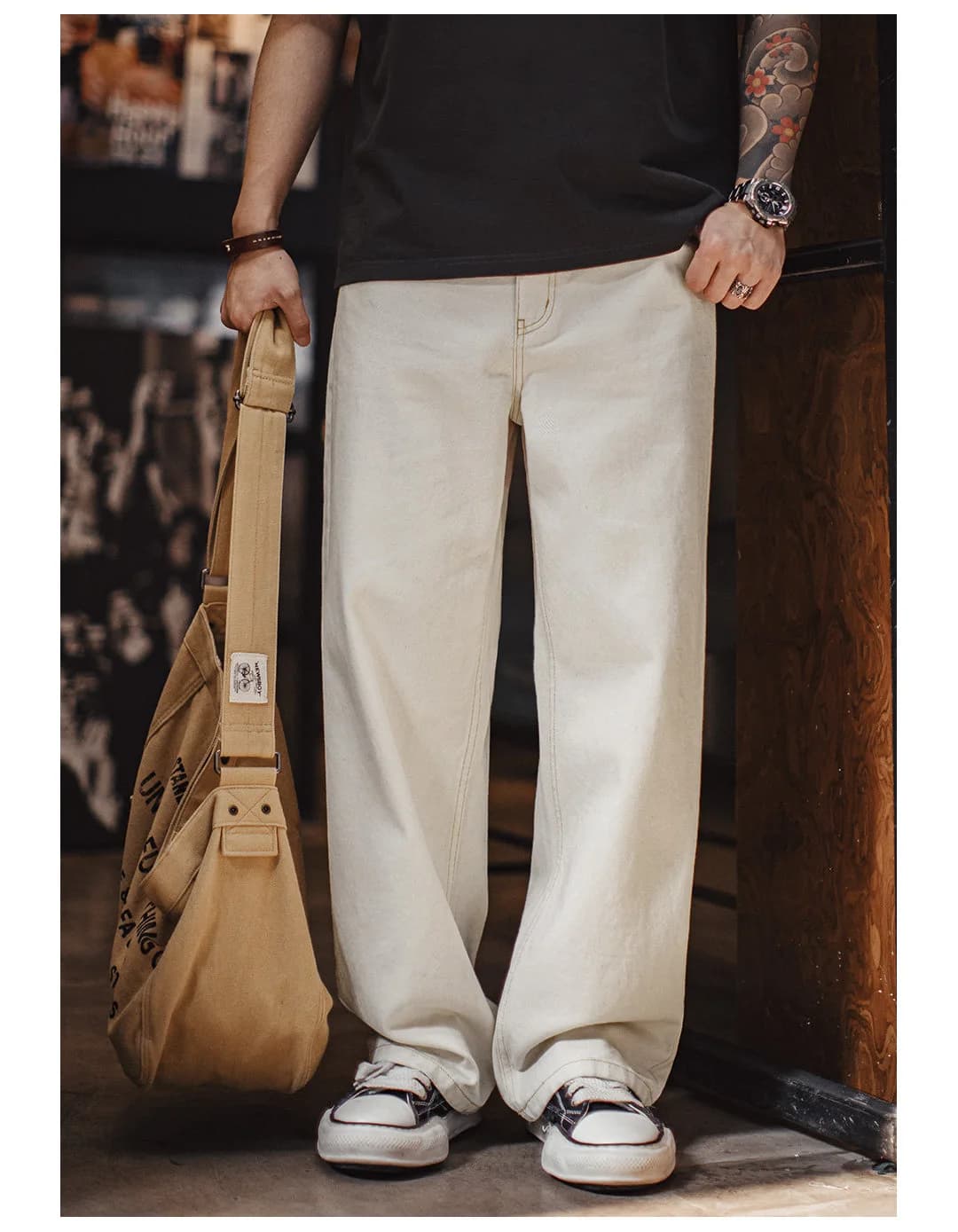 Maden Cleanfit Denim — White — full silhouette