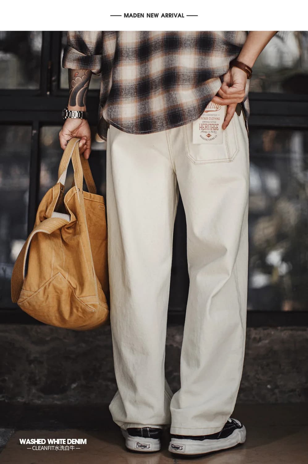 Maden Cleanfit Denim — White — view 2