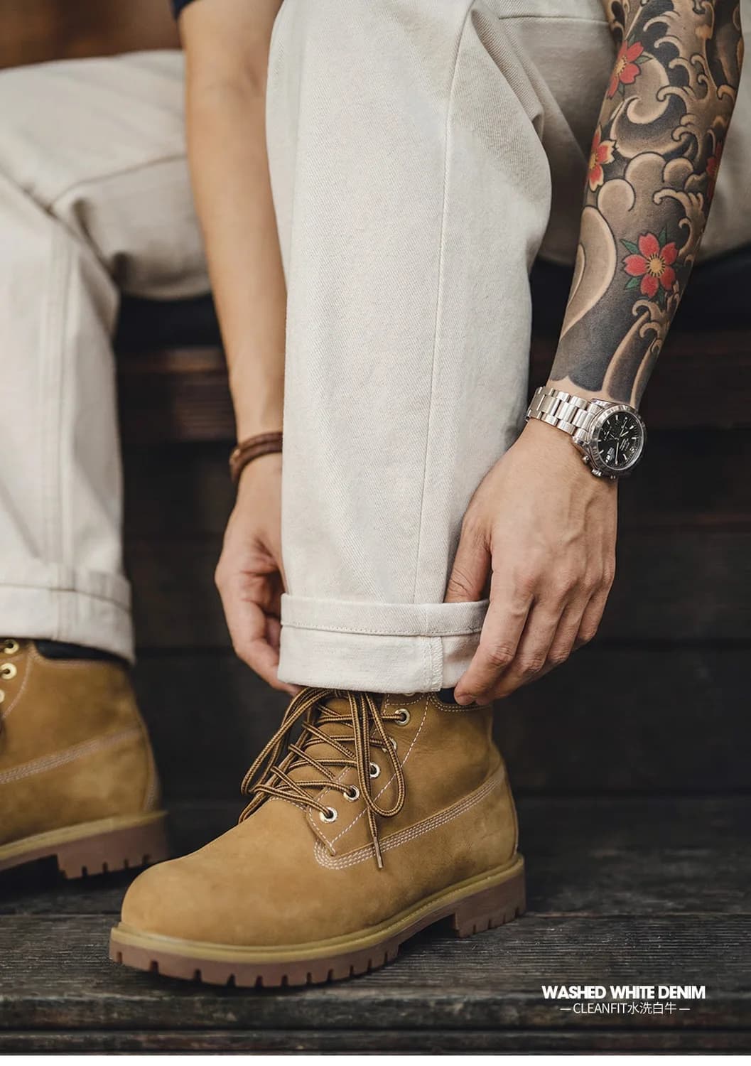 Maden Cleanfit Denim — White — view 3