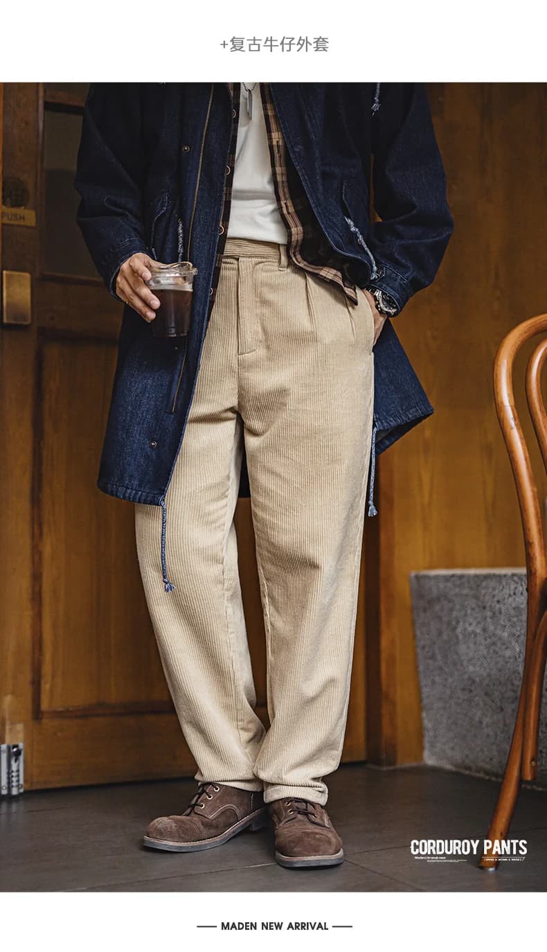 Maden Double-Pleat Corduroy — Cream — view 2