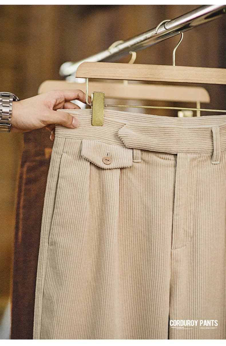 Maden Double-Pleat Corduroy — Cream — view 3